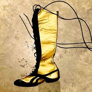 Reebok Wrestling Boots Vintage 80s Gold Black